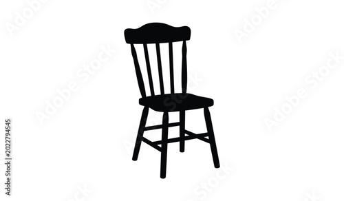 Photography Black wooden chair with spindle backrest isolated on a white background silhouet