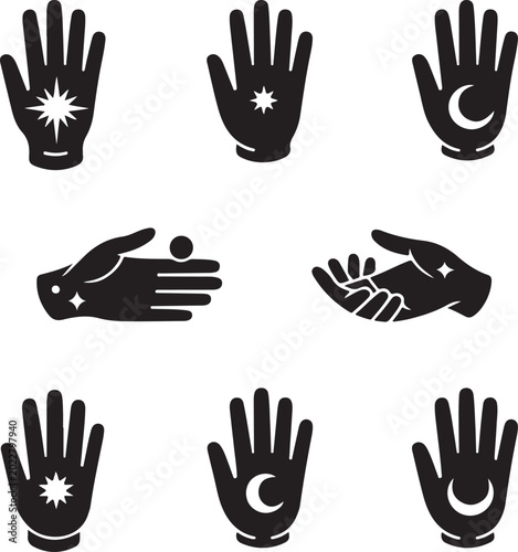 Mystical Celestial Hand Vector Icons