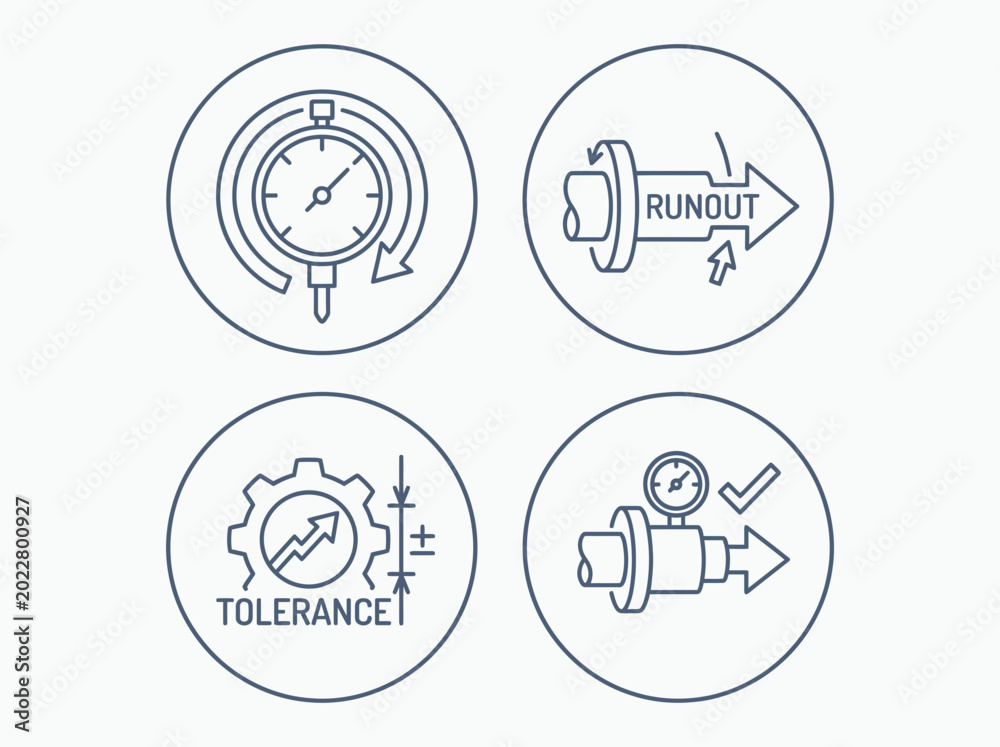 Fototapeta premium Industrial Machine Measurement and Quality Icons