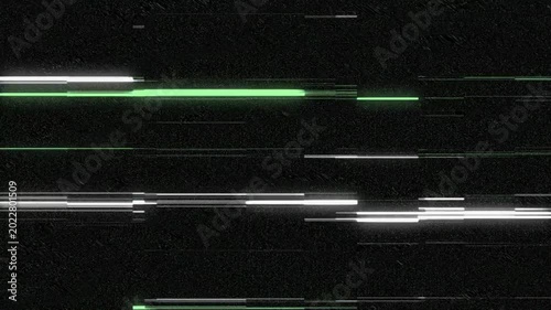 Green digital glitch lines with static noise and futuristic cyber screen distortion overlay for video editing