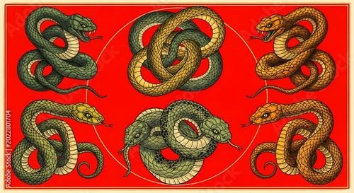 Intricate Serpent Knot Patterns A Symbol of Eternal Connection and Mystical Power