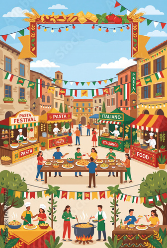 Food Festival Brings People Together in a Lively Outdoor Market During the Af...