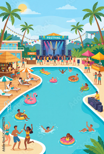 Summer Festival Takes Place by the Pool With Music, Dancing, and Fun Activiti...