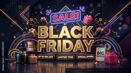 Special Offers for Black Friday Sale With Discounts and Gifts in a Colorful D...