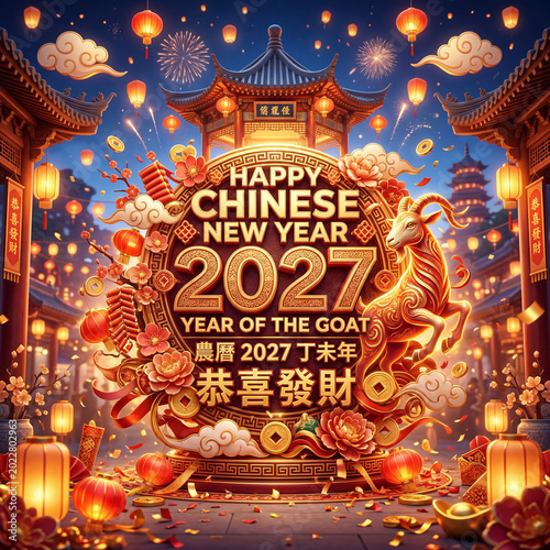 Celebration of Chinese New Year 2027 in a Lantern-Lit Street During the Year ...