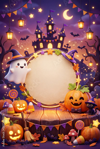 Halloween Celebration With Decorations and Small Figures in a Cozy Setting Ne...