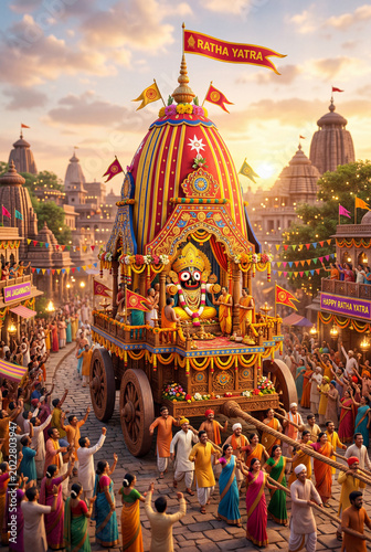 People Celebrate Ratha Yatra Festival in Puri With Colorful Chariots and Trad...