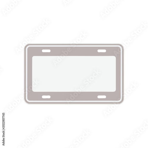 A blank license plate vector graphic with a simple grey border and white center, ready for custom text or design elements