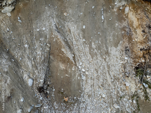 Tableau sur toile Aerial View of Eroded Cliff and Rocky Debris on a Steep Mountain Slope in Britis