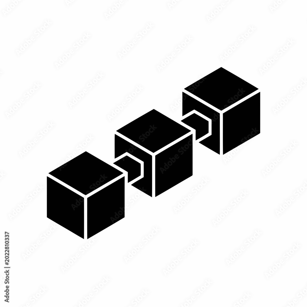 Fototapeta premium Blockchain technology icon, isometric style digital block chain connection symbol