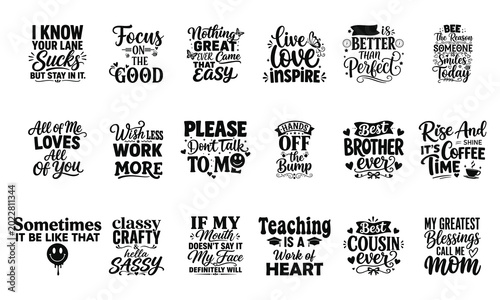 Schilderij op canvas Collection of motivational and funny quotes in different typography styles