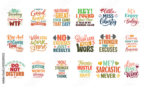 Bild auf Leinwand Various motivational quotes and sayings in bold and playful typography