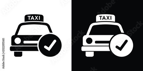 Tableau sur toile Taxi with checkmark symbol icon