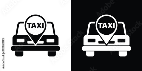 Photos Taxi cab front view combined with a location pin icon