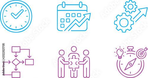 Εκτύπωση καμβά Process improvement and workflow solid icon set