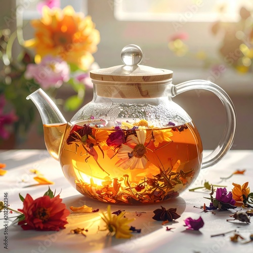 Floral tea pot