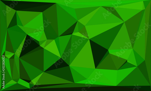 Tablou pe pânză Abstract geometric dark green triangle pattern background with low poly crystalline texture and emerald shades