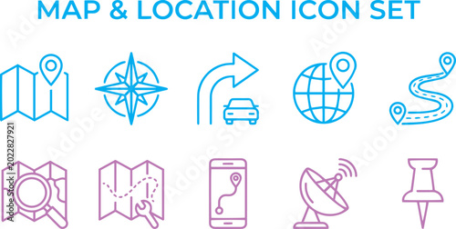Foto Map and location icon set