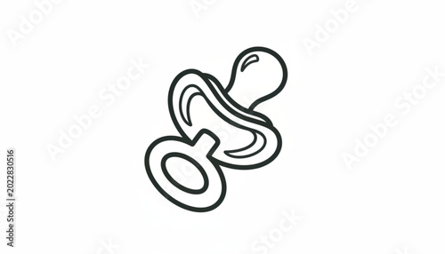 Fotografie Pacifier baby soother with black outline and white background simple design feat