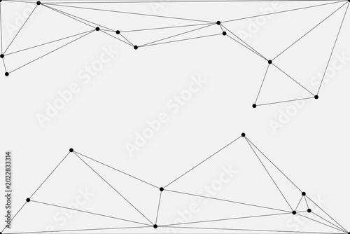 Photos Monochrome geometric network featuring black circular nodes and bold outline connections