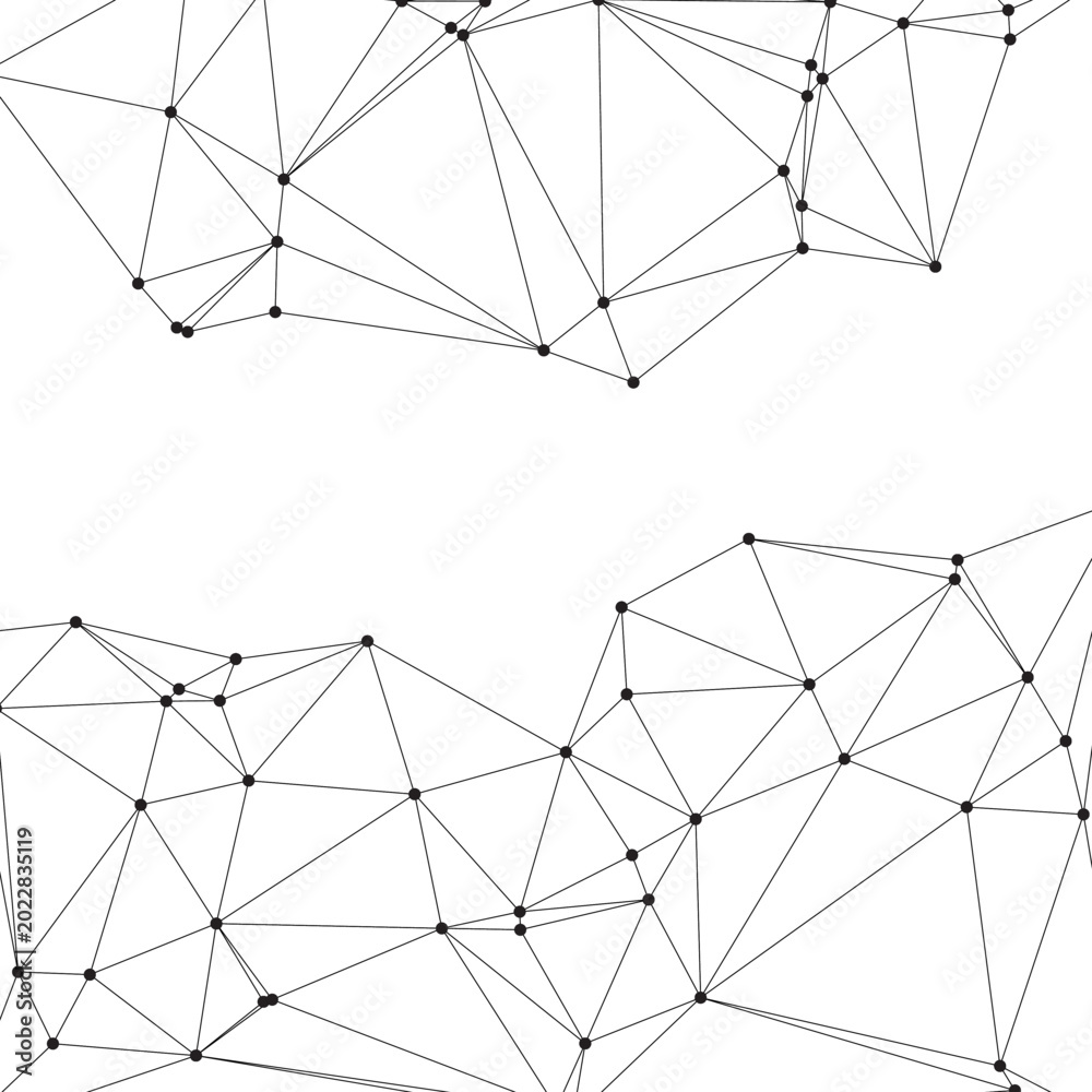 Fototapeta premium Abstract geometric line connection background with black dots and plexus effect.