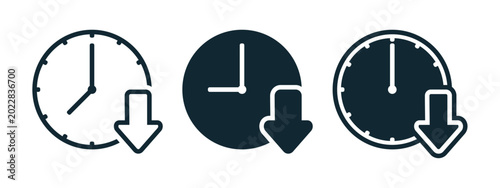 Download Speed Time Icon with Clock and Arrow Symbol. Vector Illustration Vector