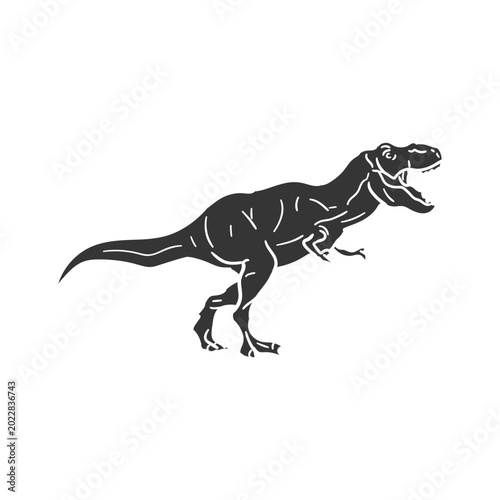 Hand drawn tyrannosaurus t rex dinosaur prehistoric monster reptile doodle icon vector