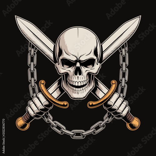 Foto Pirate skull with crossed swords.