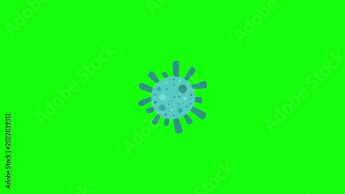Animated Blue Virus Cell Rotating and Pulsating on Green Screen Background for Medical Presentations