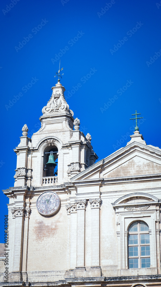 Obraz premium Majestic Baroque Facade of St Pauls Cathedral in Mdina