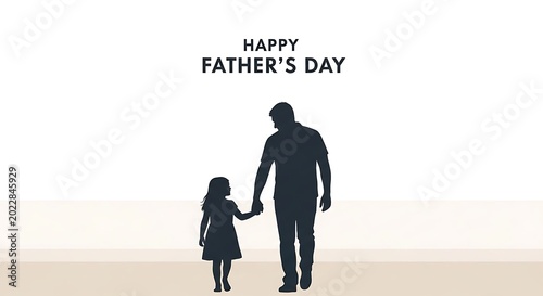 father and daughter silhouette walking hand in hand happy father s day greeting card