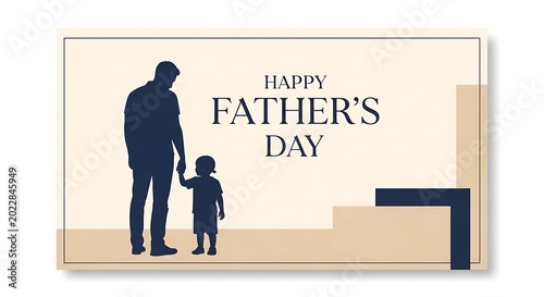 father and son silhouettes with happy father s day text on beige background