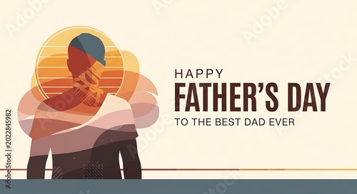 fathers day illustration with man silhouette and sunset background celebratory greeting card