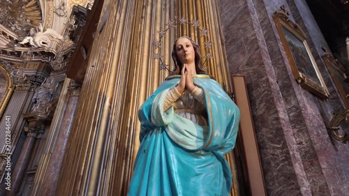 Statue Of Virgin Mary In Iconic Blue Robes