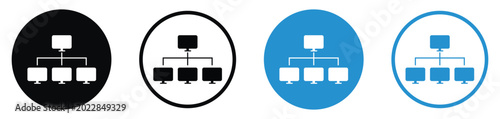 Quadro su tela Computer network hierarchy and topology icon set
