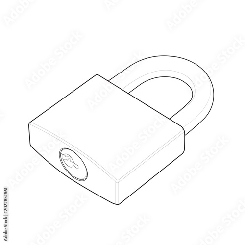 Foto Isometric heavy duty security padlock locked drawing for industrial warehouse ch