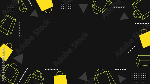 Foto Minimal modern shopping bag pattern with yellow geometric accents