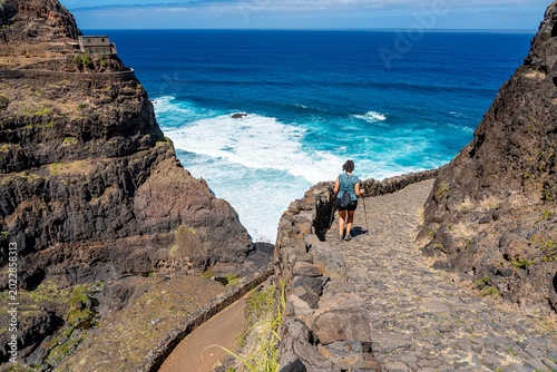 Famous hiking trail to Cruzinha, Aranha, Corvo, Fontainhas, Cape Verdean island of Santo Antão - Cape Verde.