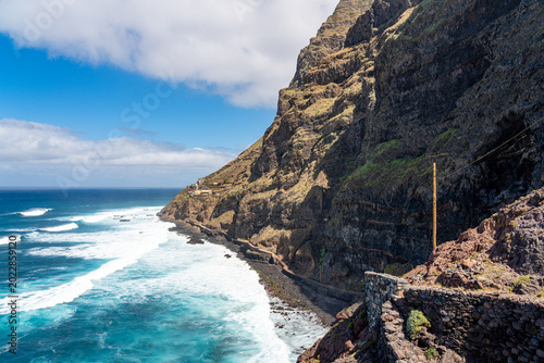 Famous hiking trail to Cruzinha, Aranha, Corvo, Fontainhas, Cape Verdean island of Santo Antão - Cape Verde.