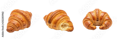 Foto Fresh Golden Crispy Croissant Pastry Isolated On Transparent Background, French