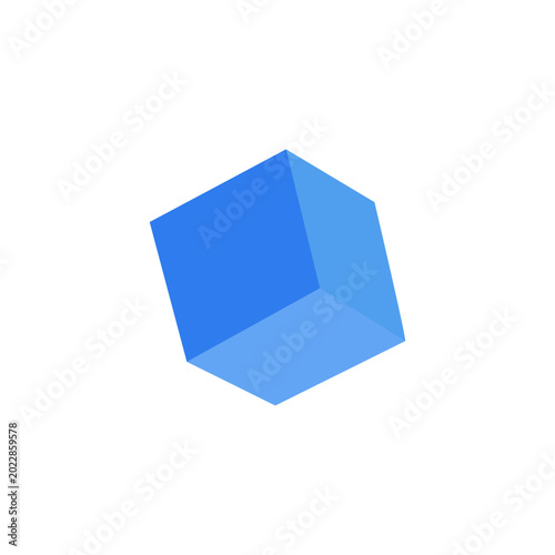 Three dimensional blue cube geometric block for 3D design concept