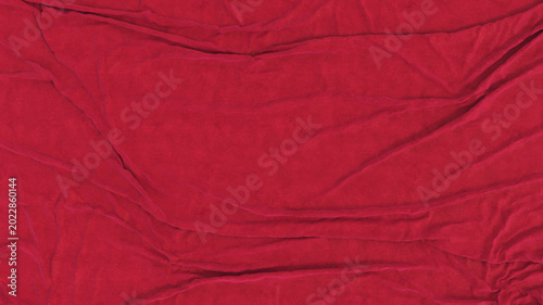 Foto Red Crumpled Fabric Texture Background — Crimson Wrinkled Cloth Full Frame