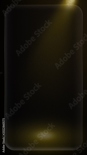 Vertical atmospheric studio stage with golden spotlight and glassmorphism elements. Layered, empty display for premium mobile UI and product mockups