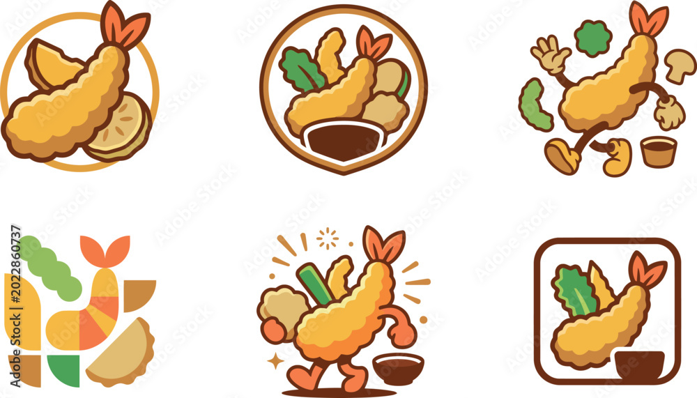 Fototapeta premium Cartoon fried chicken pieces with vegetables and dipping sauce icons set