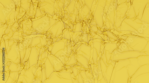 Foto Yellow Crumpled Fabric Texture Background — Bright Wrinkled Cloth Full Frame