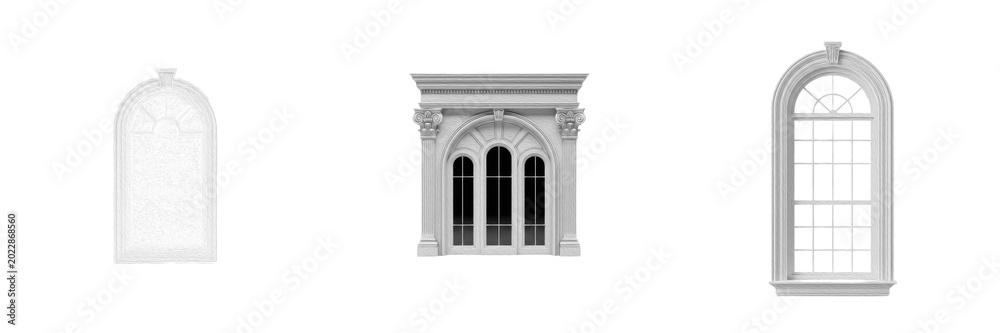 Fototapeta premium Ancient Roman Greek architecture stone arch columns isolated PNG.