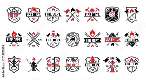 Tableau sur toile Firefighter Emblems and Badges Collection - Fire Department Logos