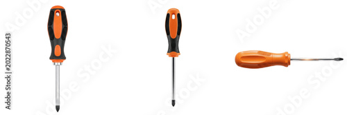 Fotografie Orange handle metal screwdriver tool isolated transparent PNG.