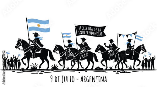 Foto Argentine Independence Day Parade Silhouette Illustration.