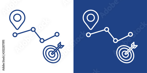 Bild auf Leinwand Target Blue And White Icon Style Collection